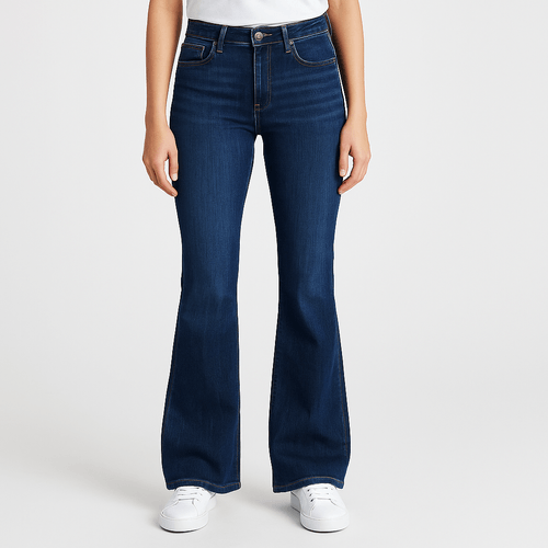 Flare jeans azul sólido
