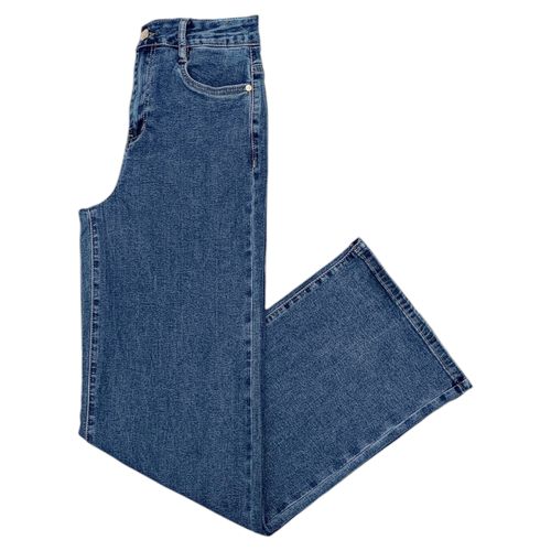 Wide leg jeans azul oscuro sólido