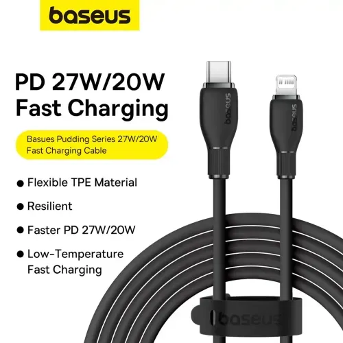 Cable de carga rápida type-C a  Lightning 20Watts 1.2m negro