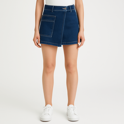 Falda short azul para mujer