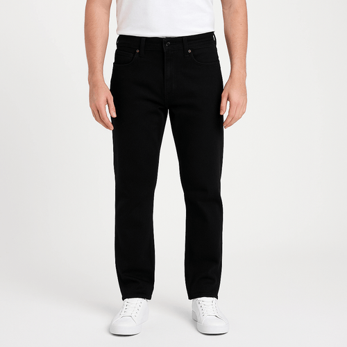 Straight jeans sólido negro para hombre