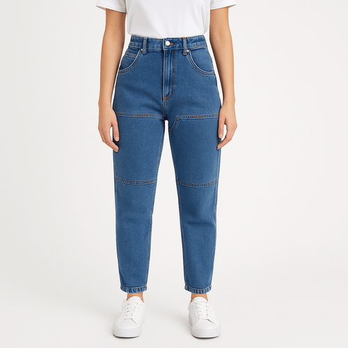 Carrot jeans sólido para mujer