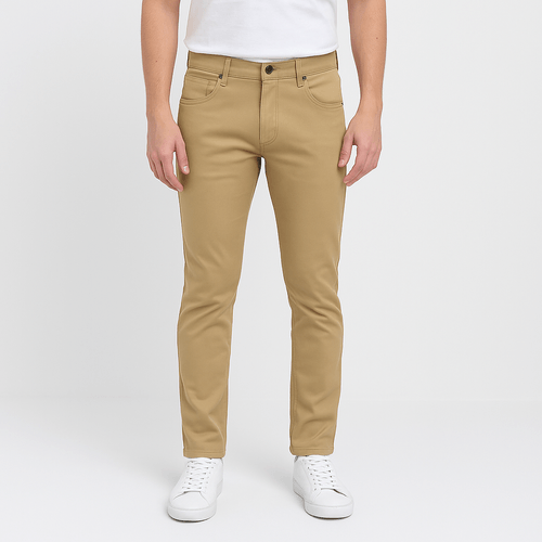Slim jeans beige sólido para hombre