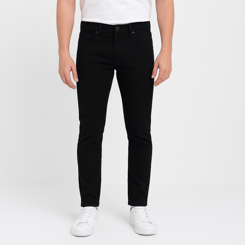 Slim jeans sólido negro para hombre