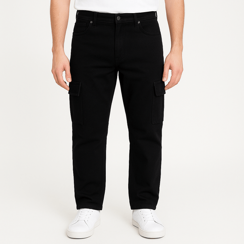 Straight jeans cargo negro para hombre