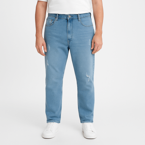 Straight jeans azul claro sólido