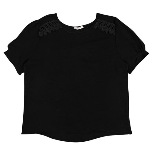 Blusa curvy negra sólida para mujer