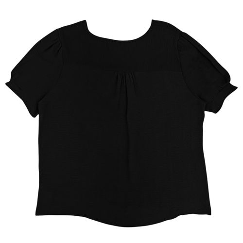 Blusa curvy negra sólida para mujer