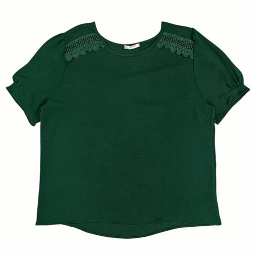 Blusa curvy verde sólida para mujer