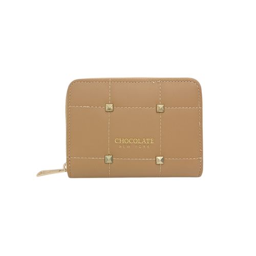 Billetera zip around beige para mujer