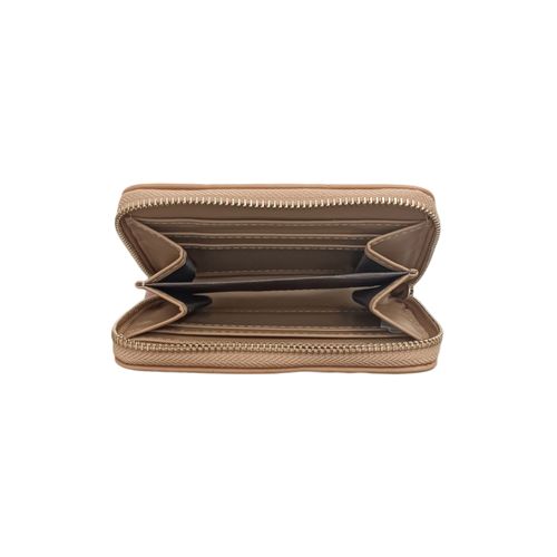 Billetera zip around beige para mujer