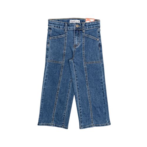Wide leg jeans con textura para niña