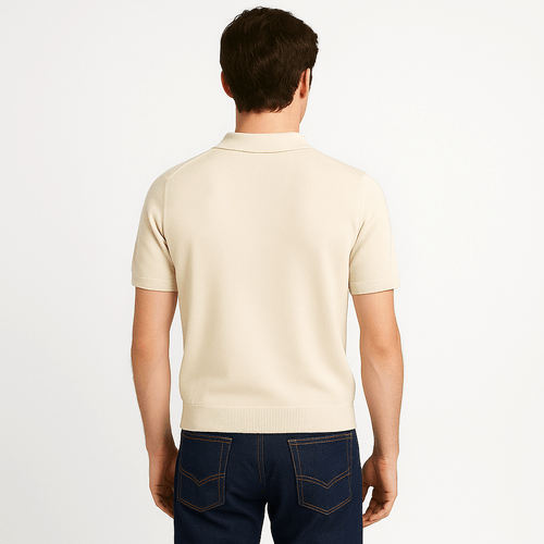 Camisa tipo polo beige para hombre