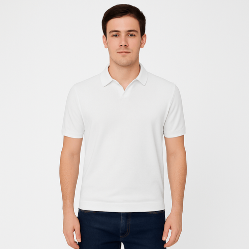 Camisa tipo polo blanca para hombre
