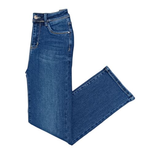 Straight jeans azul sólido para mujer