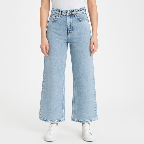 Wide leg jeans lavado para mujer