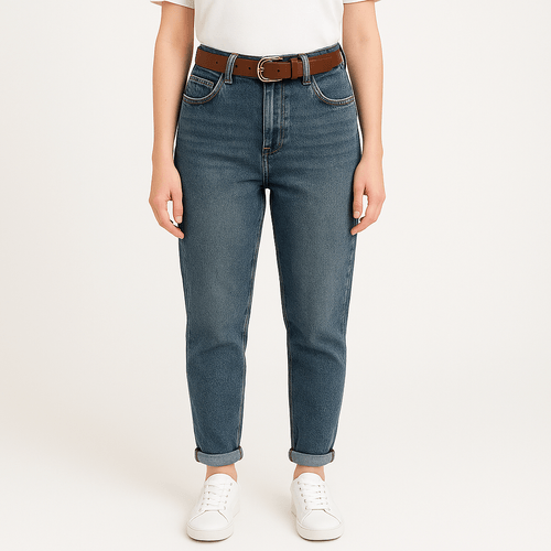 Straight jeans gris sólido para mujer