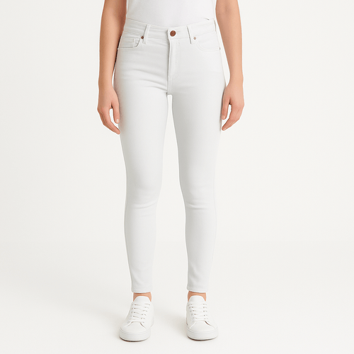 Skinny jeans blanco sólido para mujer