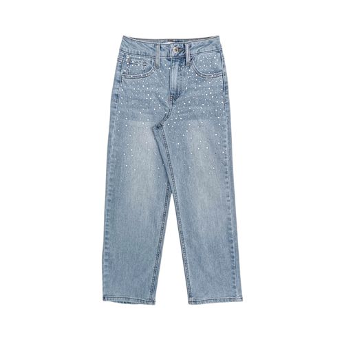 Mom jeans celeste con brillo