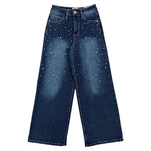 Wide leg jeans azul con brillo