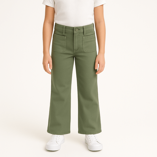 Wide leg jeans verde pastel sólido