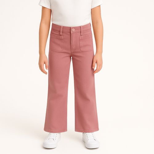 Wide leg jeans rosa sólido