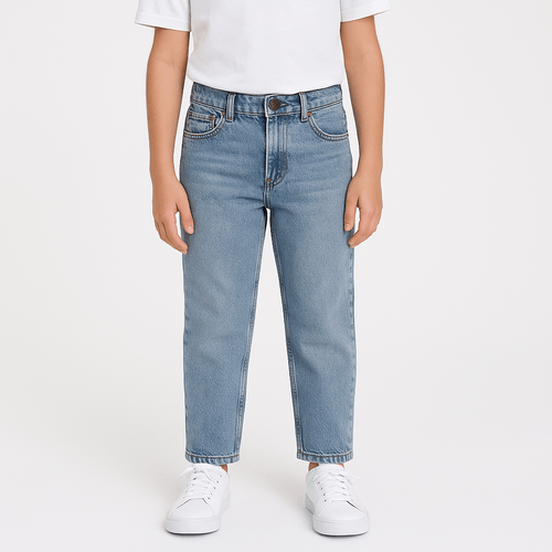 Jeans recto celeste sólido