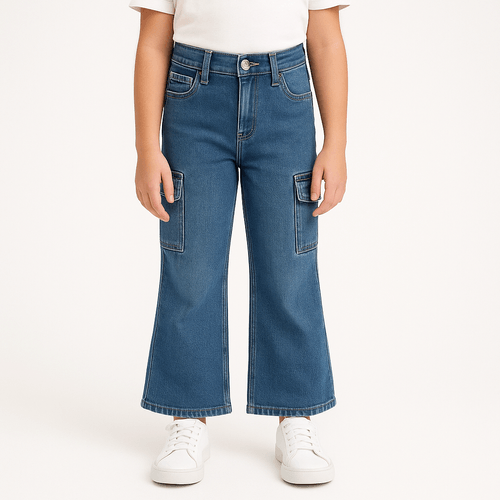 Flare jeans azul sólido