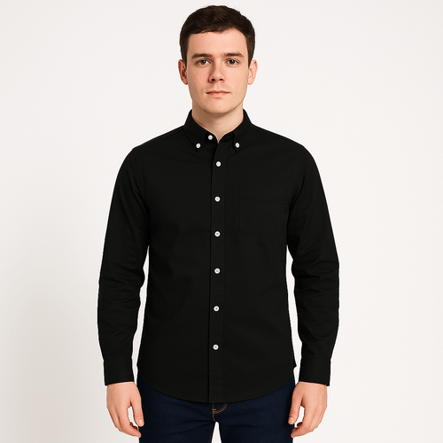 Camisa negra sólida para hombre