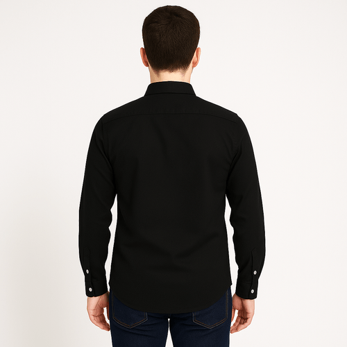 Camisa negra sólida para hombre