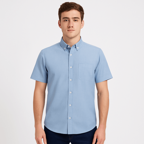 Camisa celeste sólida para hombre
