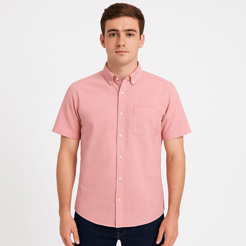 Camisa rosa sólida para hombre