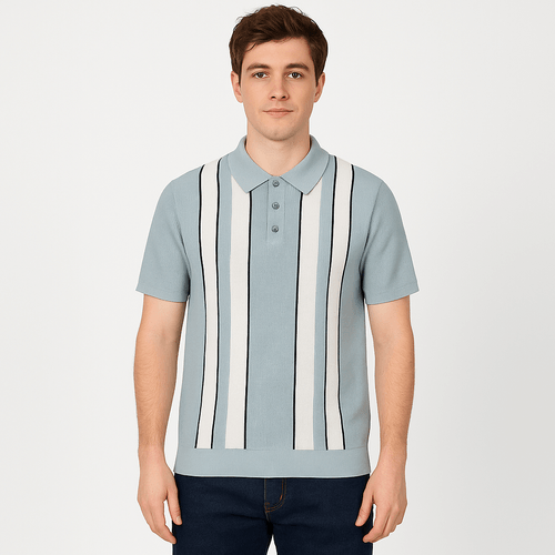 Camisa tipo polo celeste para hombre