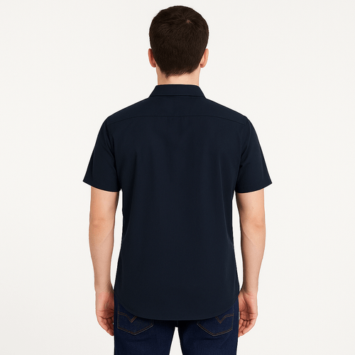Camisa navy sólida para hombre
