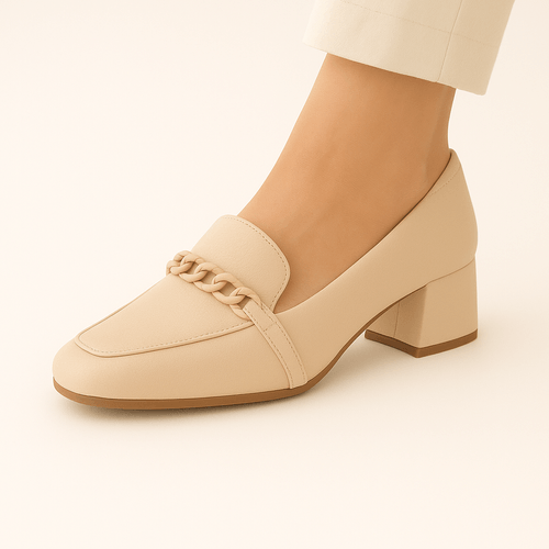 Tacones casuales beiges para mujer