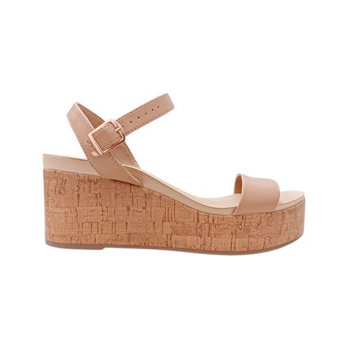 Sandalias de plataforma beige para mujer