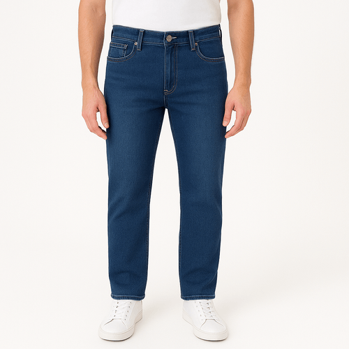 Slim jeans azul sólido para hombre