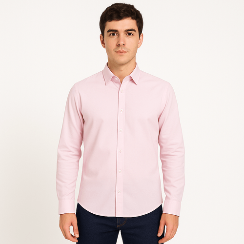 Camisa solida rosa para hombre