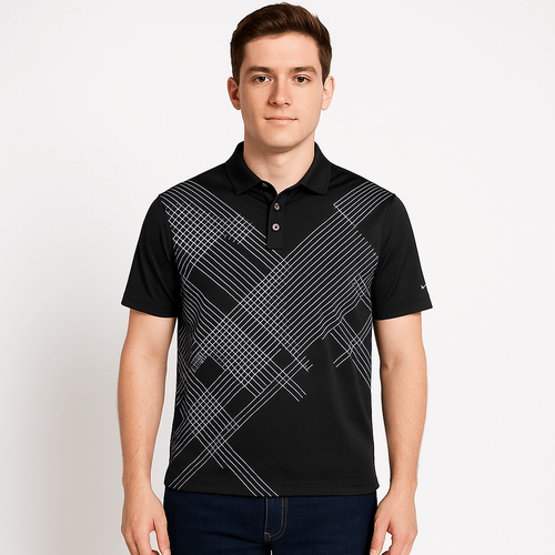 Camisa tipo polo negra para hombre