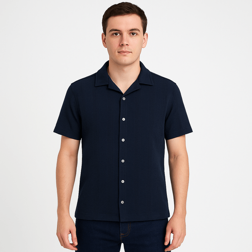 Camisa casual navy sólida