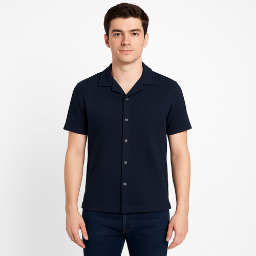 Camisa sólida negra para hombre