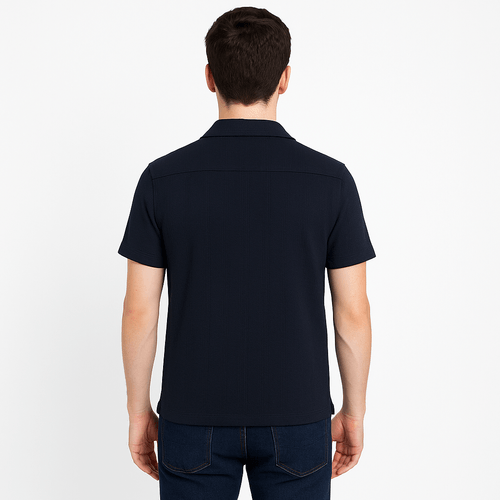 Camisa sólida negra para hombre