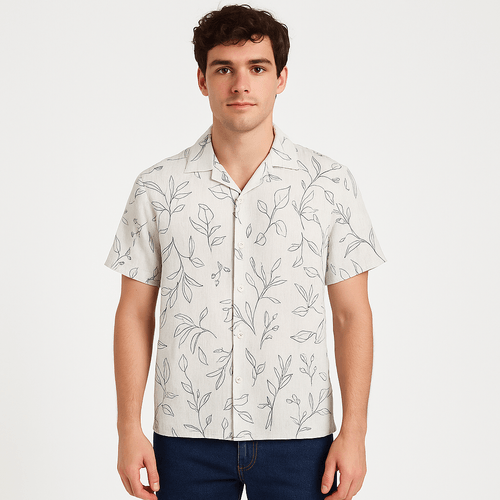 Camisa blanca estampada para hombre