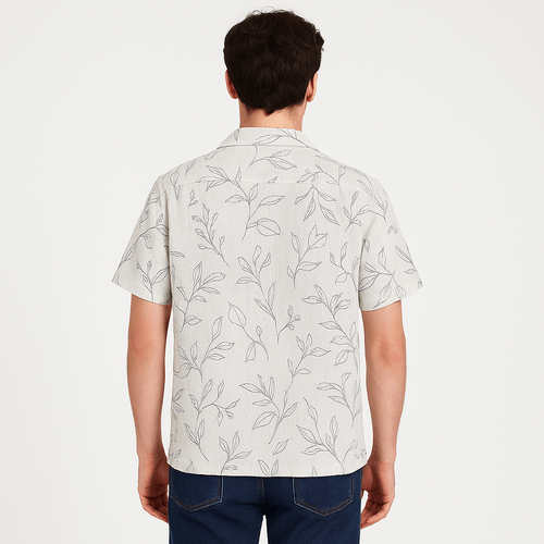 Camisa blanca estampada para hombre