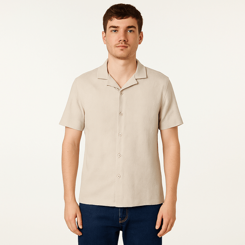 Camisa sólida ivory para hombre