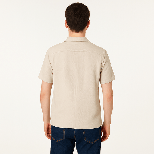 Camisa sólida ivory para hombre