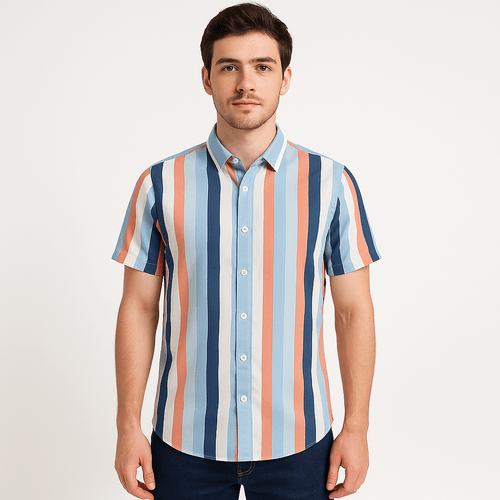 Camisa rayada multicolor para hombre
