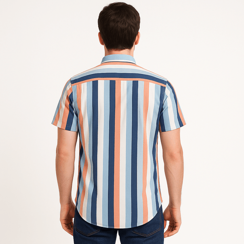 Camisa rayada multicolor para hombre