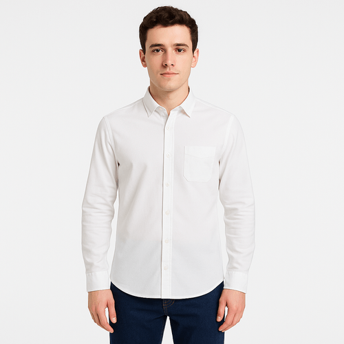 Camisa blanca sólida para hombre