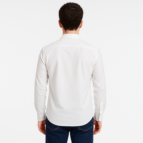 Camisa blanca sólida para hombre